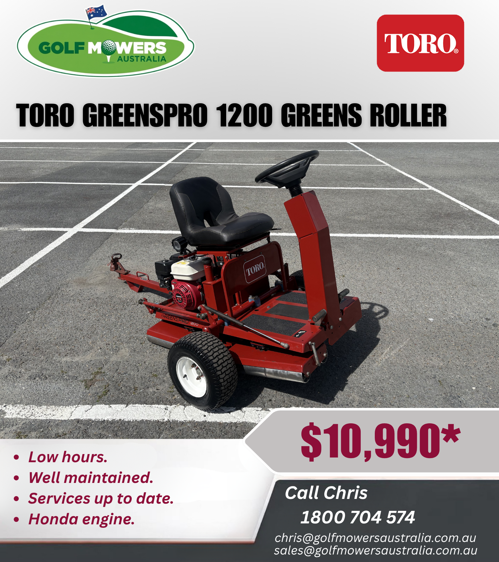 TORO Greenspro 1200 Greens roller, Used in great condition 796hrs